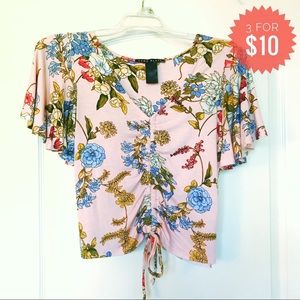 ✨ Como Black Floral Crop Top